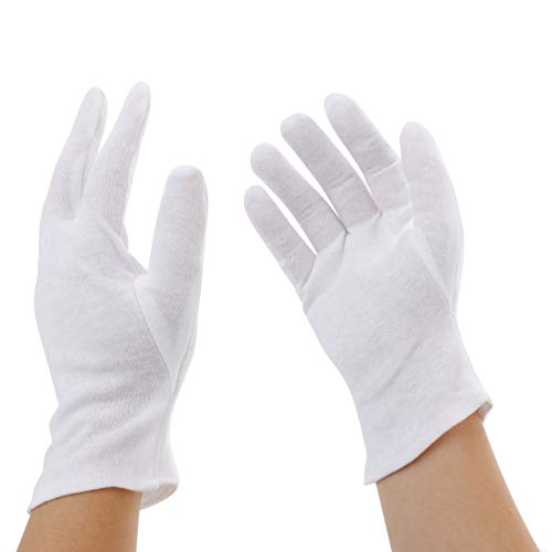 Incutex 4 pares de guantes de tela de algodón, blancos, talla: M