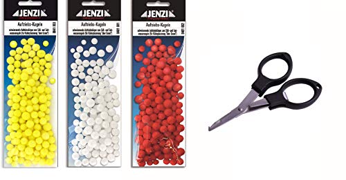 Jenzi pop up - Juego de 300 bolas de expansión (poliestireno, 3 colores, 5-9 mm, incluye tijeras de pescar)