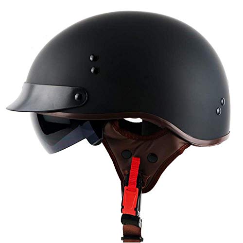 KAISIMYS Open Face Motocicleta Half Helmet-Dot Certified Retro Personalizado Medio Casco Cruiser Scooter Moto Casco para Hombres y Mujeres (M, L, XL, XXL), Negro, XL