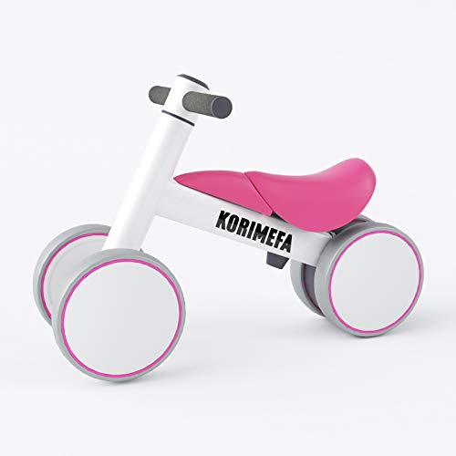 KORIMEFA Bicicleta de Equilibrio para Bebés 10-36 Meses sin Pedalescon 4 Ruedas Ultraligera y Triciclos Bebes, Correpasillos Bebes 1 Año (Rosa)