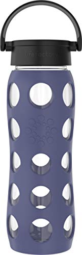 Lifefactory - Botella de cristal con funda protectora de silicona, sin BPA, a prueba de fugas, apta para lavavajillas, 650 ml, color morado