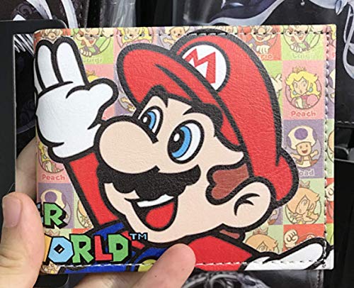 LINGJIA Cartera de Super Mario Juego clásico Super Mario Super Mario Billetera Anime Que rodea a Mario Billetera Doble Corta