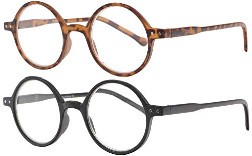 Lote de 2 gafas de lectura redondas vintage termoplásticas con bisagras de muelle Cerca (+1,5)