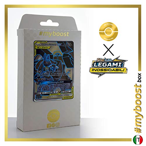 Lucario E Melmetal-GX (Lucario et Melmetal-GX) 203/214 Full Art - #myboost X Sole E Luna 10 Legami Inossidabili - Coffret de 10 Cartes Pokémon Italiennes
