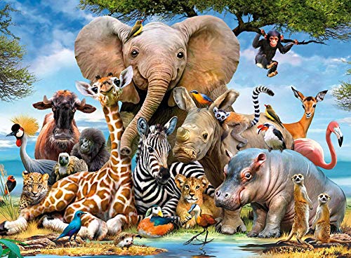 Lunriwis Puzzle de 1000 Piezas para Adultos, Mundo Animal, Ilustraciones de Juegos de Rompecabezas para Adultos, Adolescentes, Rompecabezas de Piso de Impresión de Alta Definición (70 x 50 cm)
