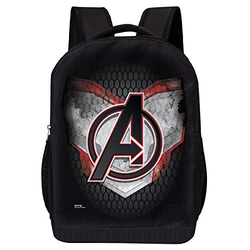 MARVEL COMICS CLASSIC AVENGERS BACKPACK - MARVEL BLACK AVENGERS 18 INCH AIR MESH PADDED BAG (Avengers Endgame Chest Logo)