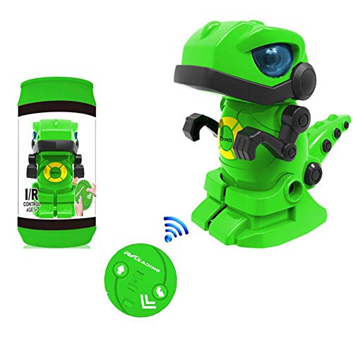 Mini robot dinosaurio con control remoto, robot inteligente enlatado robot de bolsillo educativo con luces para niños, caminar de cuatro vías, inteligente modelo telerobot juguetes lindos regalo