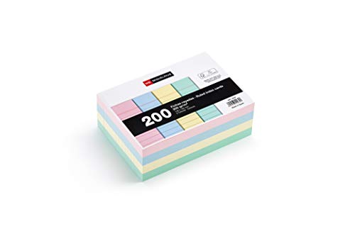 Miquelrius - Flashcards Tarjetas para Estudio, Fichas para notas, Rayas Horizontales, Tamaño A6 105 x 148 mm, Colores pastel
