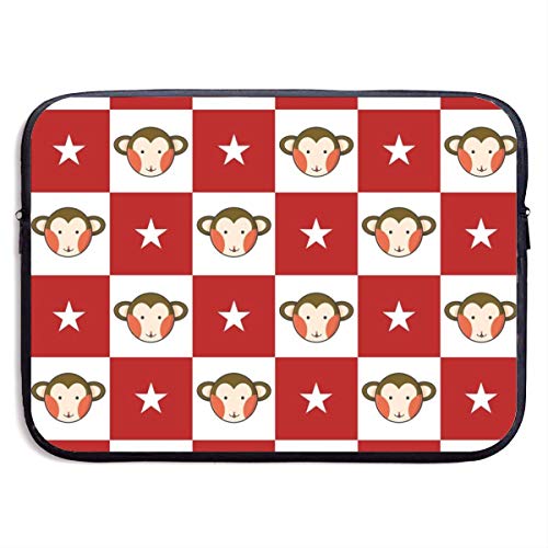 Monkey Star Rojo Blanco Tablero de ajedrez Bolsas para computadora portátil Compatible con Tableta Netbook de 15 ″, Maletín con Funda para el Bolso Funda de Transporte
