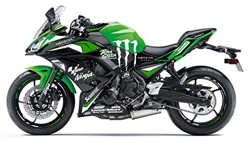 Motostick Graphics Kit de calcomanías compatible con Kawasaki Ninja 650 2017-2019 "Monster" (edición verde)