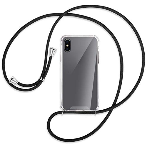 mtb more energy® Collar Smartphone para Apple iPhone XS/iPhone X (5.8'') - Negro - Funda Protectora ponible - Carcasa Anti Shock con Cuerda