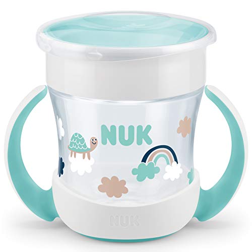 NUK - NUK Mini Magic Cup taza para sorber | Borde a prueba de derrames de 360° | +6 meses | Asas para facilitar la sujeción | Sin BPA | 160 ml | Tortuga (transparente)