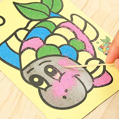 Oulensy 10pcs / Lot Color Arena Pintura Dibujo Juguetes Arena Arte De Los Niños para Colorear De Bricolaje Crafts Aprendizaje En Color Educación Sand Art Pintura Tarjetas (Estilo Al Azar)