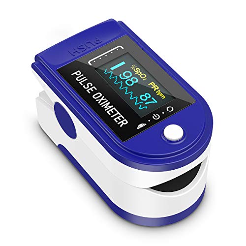 Oxímetro de pulso, monitor de oxígeno Monitor de ritmo cardíaco de dedo Monitor de saturación de oxígeno para adultos y niños con pantalla OLED Eprestar