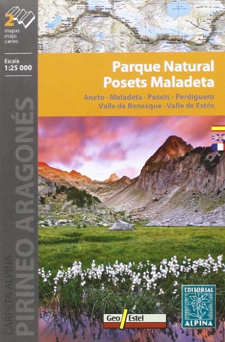 Parque Natural Posets Maladeta, mapa excursionista. Escala 1:25.000. Español, English, Français, Deustch. Alpina Editorial.