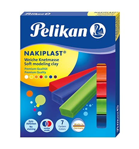 Pelikan-INFANTIL PLASTILINA NAKIPLAST-7 colores-125gr, surtido, 6 COLORES (622712)
