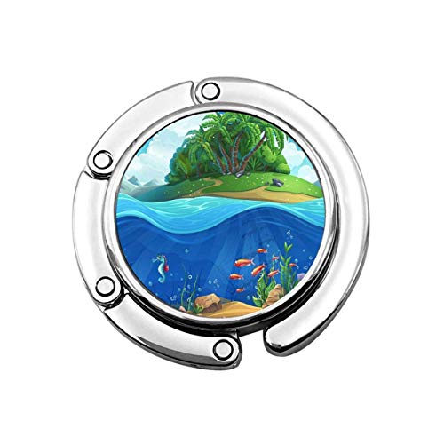 Perchero Monedero Plegable Lindo Gancho Monedero Mar Rojo Dibujos Animados Mundo Submarino Plantas de Peces Isla Azul