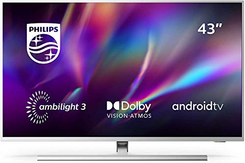 Philips 43PUS8505/12 Ambilight - Smart TV de 43" (4K UHD, P5 Perfect Picture Engine, Dolby Vision, Dolby Atmos, Control de voz, Android TV), color Plata Claro (modelo de 2020/2021)