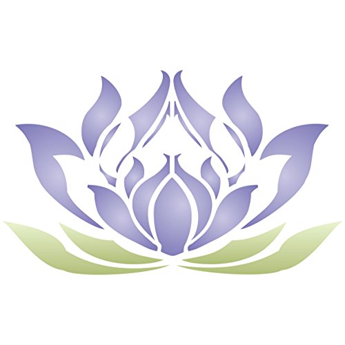 Plantilla de flor de loto, tamaño grande asiático, reutilizable, con diseño de flor de loto oriental - 12.5 x 7.5cm - XXS