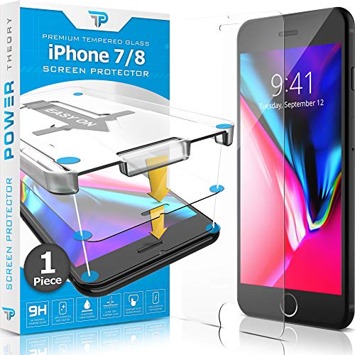 Power Theory Protector Pantalla para iPhone 8/iPhone 7 Cristal Templado Ultrafino (0.33mm), Vidrio Ultraresistente (Dureza 9H) con Kit de Instalación Anti Burbujas