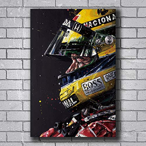 qianyuhe Impresión en Lienzo imágenes artísticas de Pared Nueva fórmula de Ayrton Senna F1 Cartel de Arte Personalizado decoración del hogar 60x90cm (24x36 Pulgadas