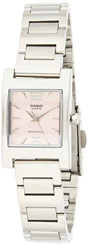 Reloj de cuarzo con esfera rosa, de acero inoxidable plateado, de mujer, LTP1283D-4AV Casio