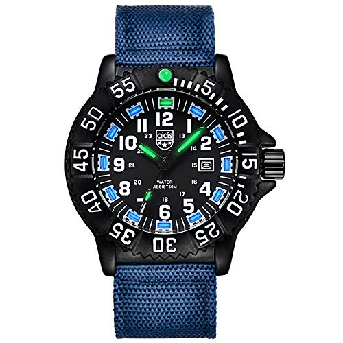 Reloj Deportivo multifunción para Hombres Reloj Luminoso para Deportes al Aire Libre Reloj analógico-Digital con Correa de Nylon Reloj de Pulsera Impermeable de 50 m