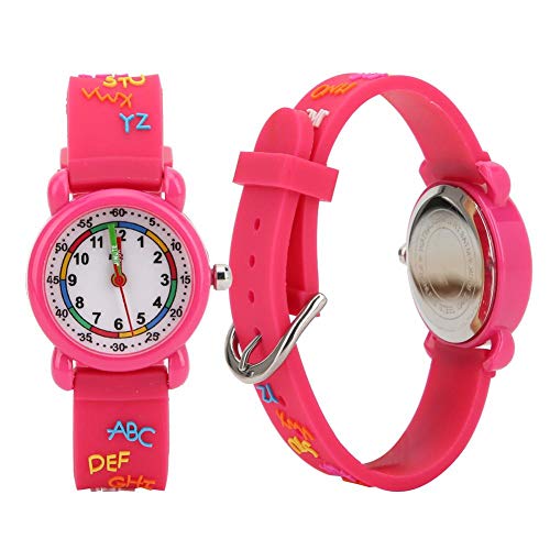 Reloj para niños, reloj digital de larga duración, material ecológico seguro y duradero para regalos para(Letter plastic shell rose red)