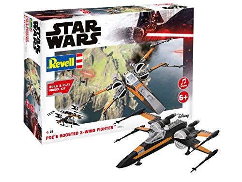 Revell Build & Play 06777 Poe's Boosted X-wing Fighter, 1:78 Star Wars Modellbausatz für Einsteiger zum Stecken und Spielen, Mehrfarbig