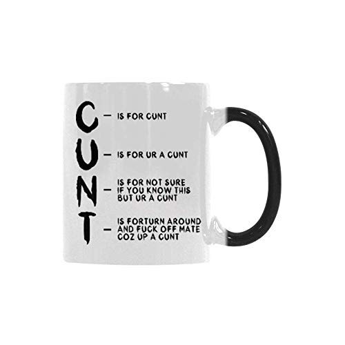 R&H Coffee Mugs Creative Funny Adult Humour Rude Gift Cup Ceramic UNT CUNT Mug Color Changing Cup Heat Sensitive Ceramic Coffee Cup 11 OZ