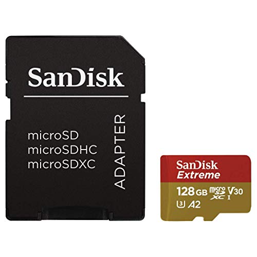 SanDisk Extreme - Tarjeta de memoria microSDXC para cámaras de acción de 128 GB con hasta 160 MB/s, Class 10, U3 y V30