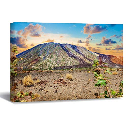 Scott397House Pictures Prints, Teide Volcano Tenerife Canary Islands Framed Canvas Print Wall Art Wall Art for Office Living Room 30X40