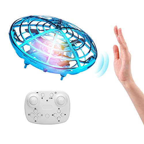 ShinePick Mini Drone con Control Remoto, Recargable UFO Drone Movimiento Control Mano Drones Juguetes Voladores con Luz LED Beginner RC Helicóptero Regalos para Niños y Adultos