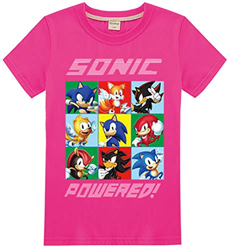 Silver Basic Camiseta Deportiva para Niños Inspirada en la Película Sonic The Hedgehog con Estampados Gráficos de Sonic Sonic Cosplay Sonic tee para Niños 140,Rose Sonic Team-3