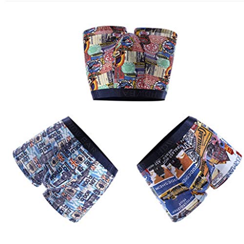 ST apparel La Ropa Interior de la Moda de los Hombres de la Cintura de impresión de Moda Boxer Briefs Caja de Regalo de Tres Piezas (Color : A, Tamaño : 175)