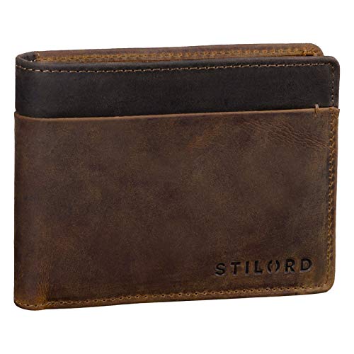 STILORD 'Sterling' Cartera RFID Hombre Cuero Portamonedas NFC Bloqueo Monedero Clásico Billetera Portatarjetas de Piel Genuino, Color:marrón - Medio