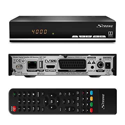 STRONG SRT 7007 DVB-S2 receptor de satélite (HDTV, Ethernet, RSS, USB reproductor de media, Audio digital, SCART, HDMI) negro
