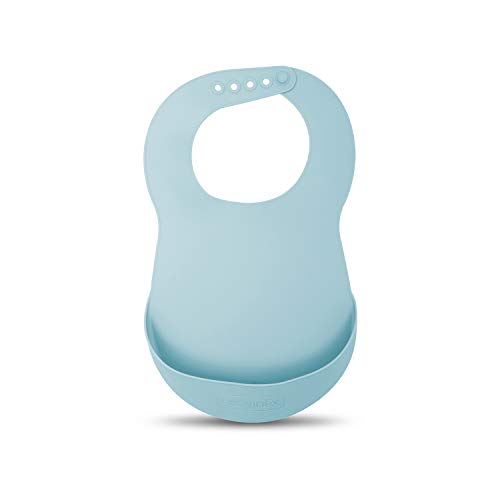 Suavinex Babero de Silicona Impermeable Bebé, Fácil Limpieza, Para Bebés +4 Meses, Color Azul
