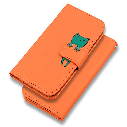 Suhctup Funda de piel compatible con Huawei P30 Pro, con diseño de rana, color verde, con ranuras para tarjetas, función atril, color naranja
