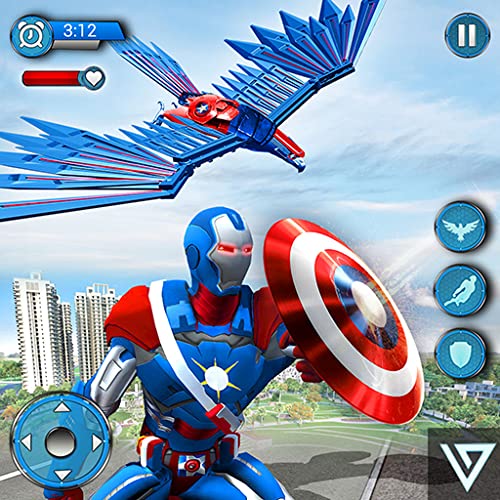 Superhéroe Flying Captain Robot American City War