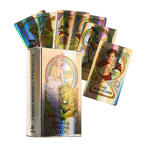 Tarot de Ethereal Visions: 78Cards, Guía PDF en línea, Juegos de Mesa holográficos de Land Adivinación para Adultos y niños Juego de Mesa Dobble Playing Card