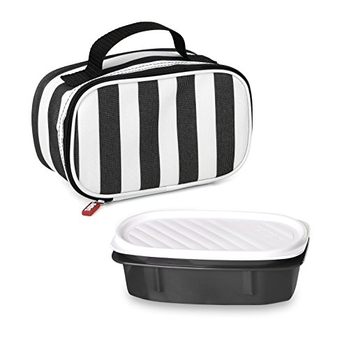 Tatay Urban Food Mini bolsa térmica porta alimentos con fiambrera incluida, Negro / Blanco, 21.5 x 9 x 12 cm