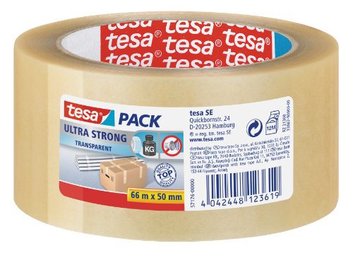 Tesa 57176-00000-08 - Torre de rollos de cinta de embalaje extrafuerte (PVC; 50 mm x 66 m, 6 unidades), transparente