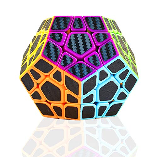 TOYESS Megaminx Dodecaedron Speed Cube Rompecabezas Cubo de Fibra de Carbono 3x3x3 Cubo Magico Liso Cubo de Velocidad Regalo para Adulto Niños,Negro