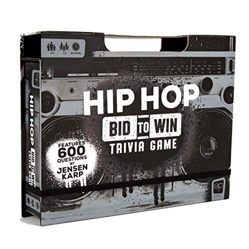 USAopoly Hip Hop Bid to Win Trivia Game | Music Board Game Featuring 600 Questions with a Hip Hop Trivia Theme | Custom Game Box Converts from Boom Box into Gameboard | Collectible Board Game