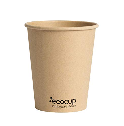 Vasos de Café Desechables, Biodegradables y Compostables- 500Uds 285ml/ 8oz -Materiales 100% Ecológicos: Cartón Con Revestimiento de Bioplástico PLA Ingeo™. Kraft