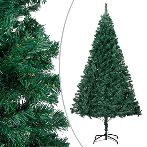 vidaXL Árbol de Navidad Artificial con Ramas Gruesas Decoración Adornos Festivos Navideño Realista Interior Exterior Económica PVC Verde 180 cm