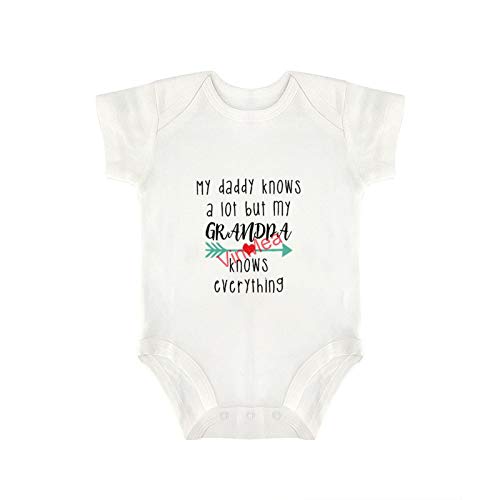 VinMea Baby Bodysuits Funny Short Sleeve My Daddy Knows A Lot But My Grandpa Knows Everything for Sweet Baby Girls & Boys (0-3 Months)