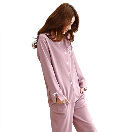 Waofe La versión Coreana de los nuevos Pijamas de algodón para Mujer de Primavera y otoño, los Modelos de algodón de Manga Larga Pueden Usar Princesa Linda Traje de Servicio a Domicilio -XL