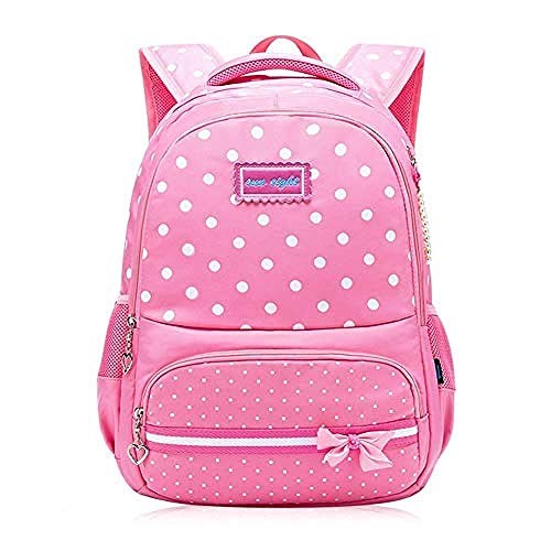 WENZHEN Mochila Moto,Primary School Backpack Ideal for 1-6 Grade School Students Boys Girls Daily Use Waterproof Nylon Kids Schoolbag Laptop Bag 20-35L@33x17x47cm_Pink